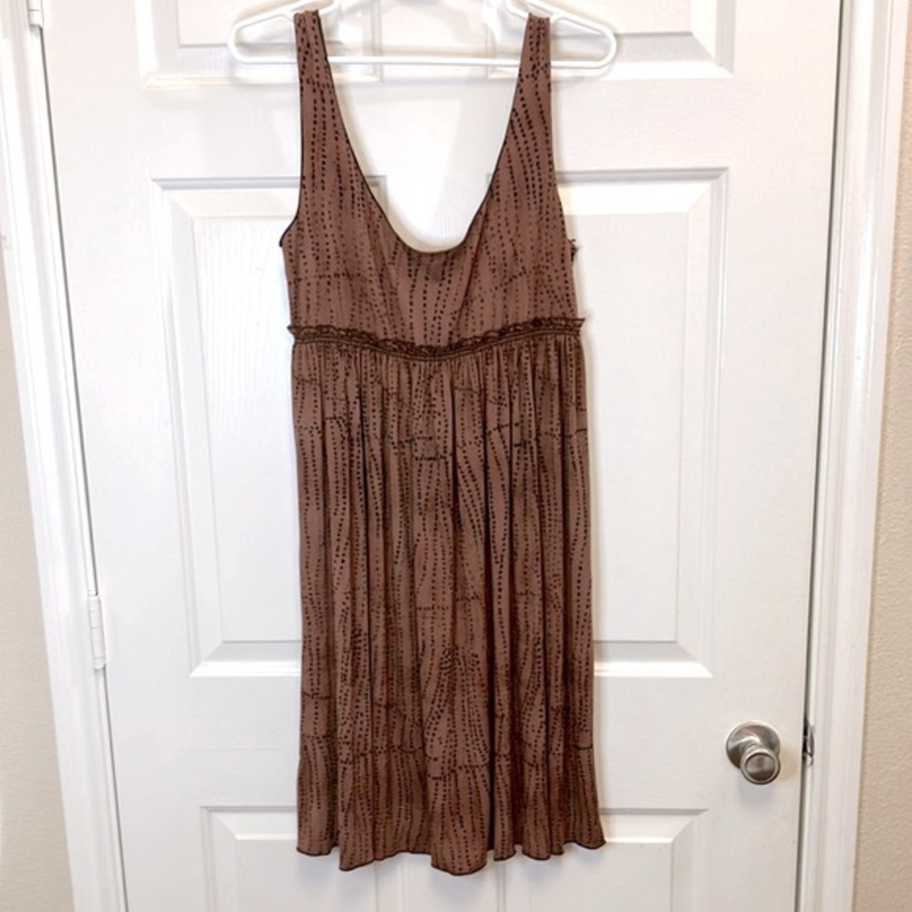 Max Studio Empire Waist Sleeveless Black/Brown Midi Dress Size Medium
